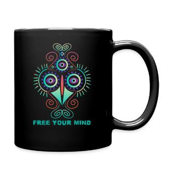 Psychedelic Free Your Mind Shipibo Tribe Art Psy - Full Colour Mug - black - Right