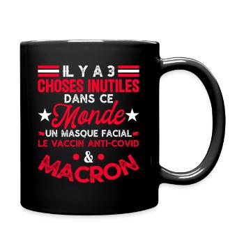 Anti-MACRON anti pass sanitaire anti vaccination - Mug uni - noir - Droite