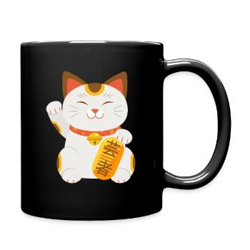 Japanische Kunst Winkekatze Japan Glück Geschenk - Tasse einfarbig - Schwarz - Rechts