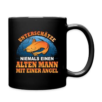 Angler Alter Mann Geschenk Fischen Fischer Angeln - Tasse einfarbig - Schwarz - Rechts