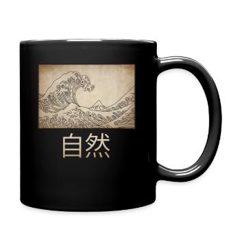 Dark Academia Aesthetic Great Wave Off Kanagawa - Full Colour Mug - black - Right