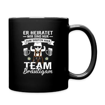 Team Bräutigam Junggesellenabschied Er heiratet - Tasse einfarbig - Schwarz - Rechts