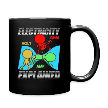 Electricity explains | Volt Ohm Ampere Physicist - Full Colour Mug - black - Right