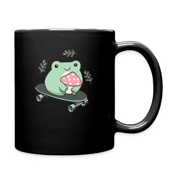 Cottagecore Aesthetic Kawaii Skateboarding Grenouille - Mug uni - noir - Droite