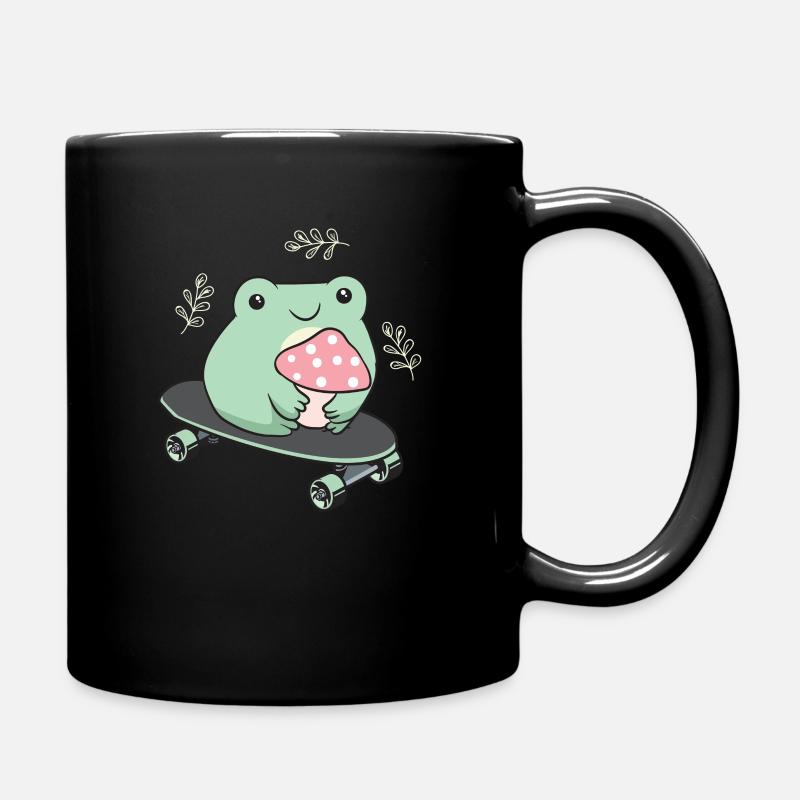 Cottagecore Aesthetic Kawaii Skateboarding Frosch - Tasse einfarbig - Schwarz