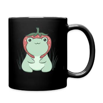 Cottagecore Aesthetic Kawaii Frosch Erdbeere Hut - Tasse einfarbig - Schwarz - Rechts