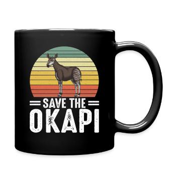 Okapi Giraffe Afrika Safari Zebra Wildnis Tiere - Tasse einfarbig - Schwarz - Rechts