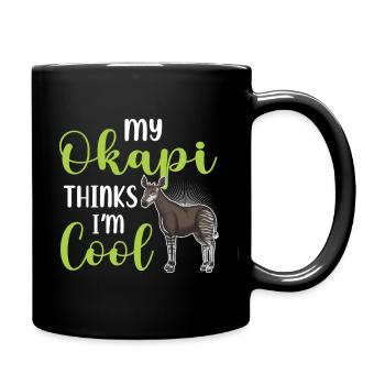 Okapi Giraffe Afrika Safari Zebra Wildnis Tiere - Tasse einfarbig - Schwarz - Rechts