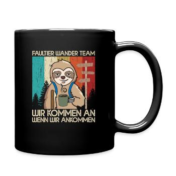 Faultier Wander Team Bergsteiger Wanderung Retro - Tasse einfarbig - Schwarz - Rechts