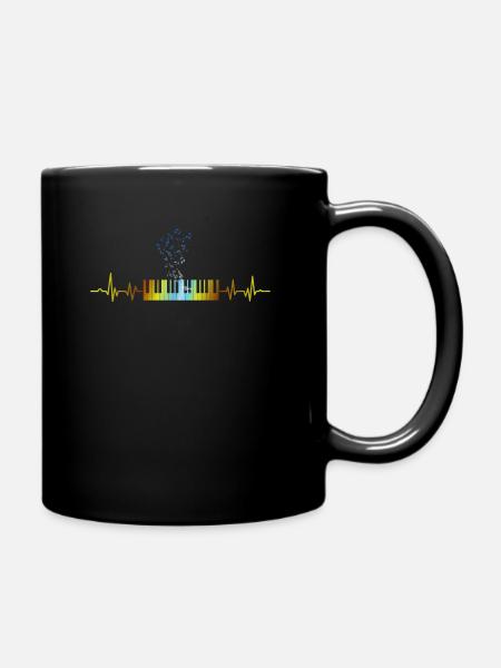 Vintage Klavier Herzschlag Musikinstrument EKG - Tasse einfarbig - Schwarz