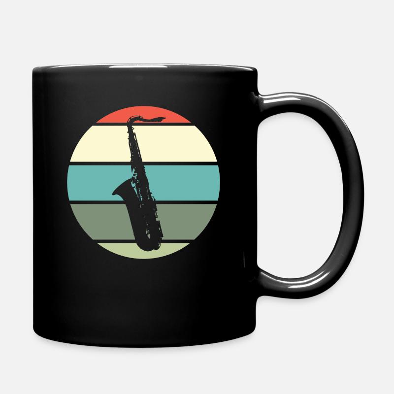 Saxophone Saxophone Saxophone Saxophone Wind Orchestra Retro - Full Colour Mug - black