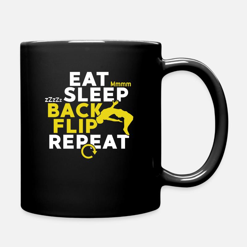 Eat Sleep Backflip Repeat Cascades Trampoline Gym - Mug uni - noir