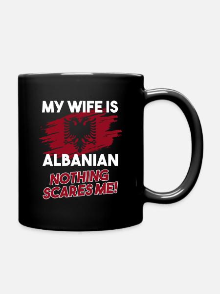 My Wife Is Albanian Flag Albanian Adler Albanie - Mug uni - noir