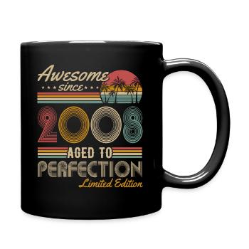 Born in 2008 Vintage Birthday Retro - Full Colour Mug - black - Right