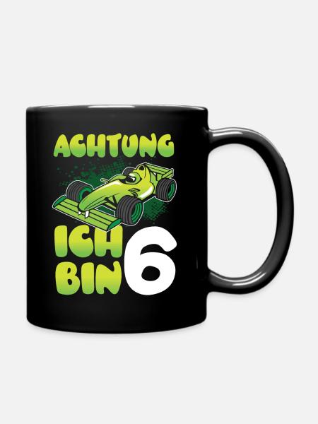 6 Jahre Rennauto Rennfahrer 6. Geburtstag - Tasse einfarbig - Schwarz