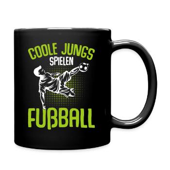 Coole Jungs spielen Fußball Fußballer Kinder - Tasse einfarbig - Schwarz - Rechts