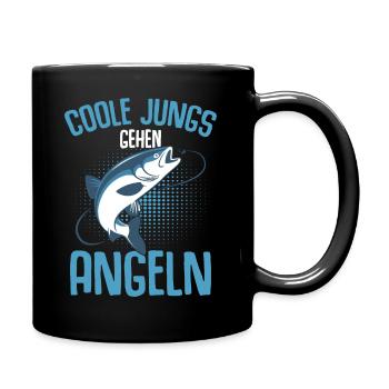 Coole Jungs gehen Angeln Angler Kinder - Tasse einfarbig - Schwarz - Rechts