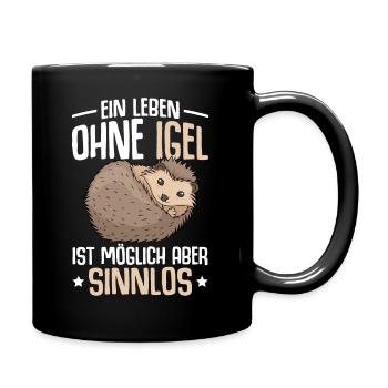 Igel Liebhaber Kinder Damen Herren - Tasse einfarbig - Schwarz - Rechts