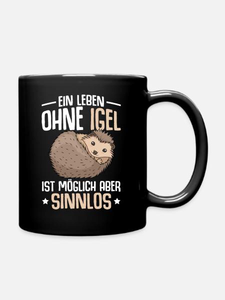 Igel Liebhaber Kinder Damen Herren - Tasse einfarbig - Schwarz