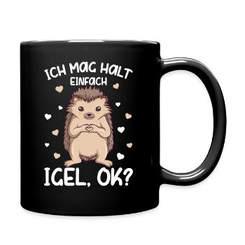 Igel - Ich mag halt Igel Kinder Mädchen - Tasse einfarbig - Schwarz - Rechts