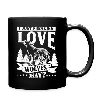 Wolf - Tasse einfarbig - Schwarz - Rechts