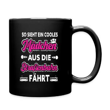 Straßenbahn Mädchen Stadtbahn Straßenbahnfahrerin - Tasse einfarbig - Schwarz - Rechts