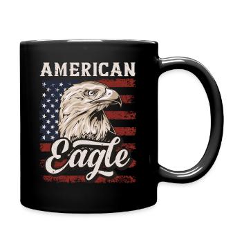 Bald Eagle American Eagle USA Flag - Full Colour Mug - black - Right