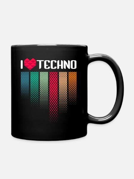 I Love Techno Musik Raver - Tasse einfarbig - Schwarz