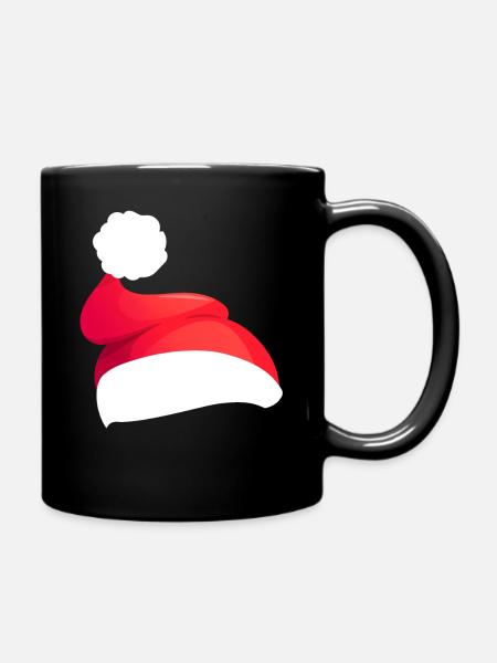Rote weihnachtsmannmützen - Tasse einfarbig - Schwarz