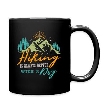 Lustiges Wandern Wandern mit Hund - Tasse einfarbig - Schwarz - Rechts
