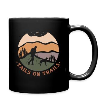 Funny Hiking Hiking with dog - Full Colour Mug - black - Right