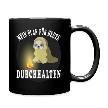 Mein Plan für Heute - Durchhalten Faultier - Tasse einfarbig - Schwarz - Rechts
