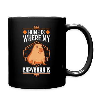 Home is where my Capybara is Wasserschwein - Tasse einfarbig - Schwarz - Rechts