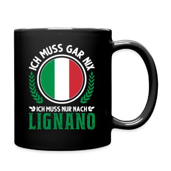 Lignano Italien Urlaub Reise Geschenk - Tasse einfarbig - Schwarz - Rechts