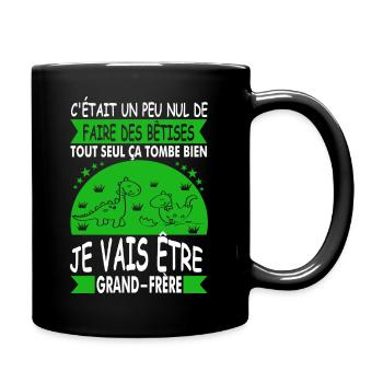 Futur Grand Frère Drôle Annonce Dinosaure Bêtises - Tasse einfarbig - Schwarz - Rechts