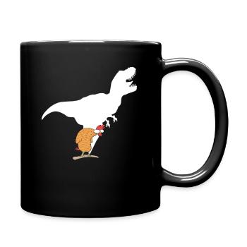 Crazy Chicken Hühnchen Dinosaurier Schatten - Tasse einfarbig - Schwarz - Rechts