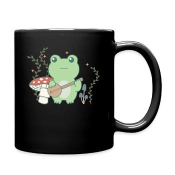Cottagecore esthétique grenouille dans la forêt avec banjo - Mug uni - noir - Droite
