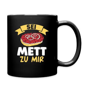 Metzger Mett Mettbrötchen - Tasse einfarbig - Schwarz - Rechts