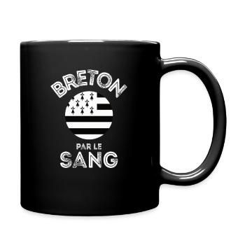 Breton by blood with flag of Brittany - Full Colour Mug - black - Right