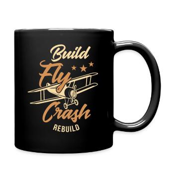 Conception d'avions Rc avec reconstruction de crash de vol de construction, - Mug uni - noir - Droite