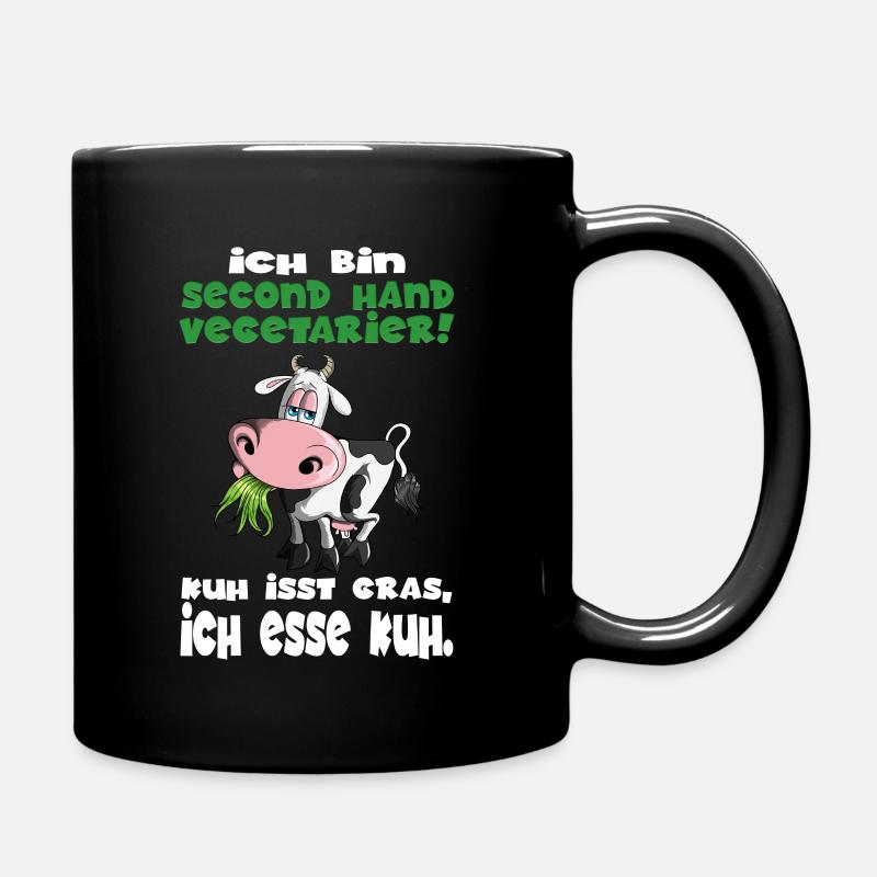 Ich bin second Hand Anti Vegetarier Kühe BBQ Steak - Tasse einfarbig - Schwarz