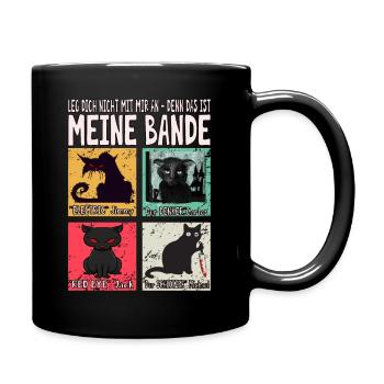 Katze Bande - Tasse einfarbig - Schwarz - Rechts