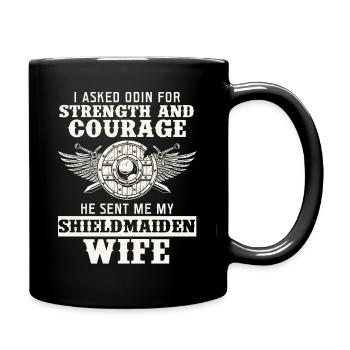 Femme signe force courage - Mug uni - noir - Droite