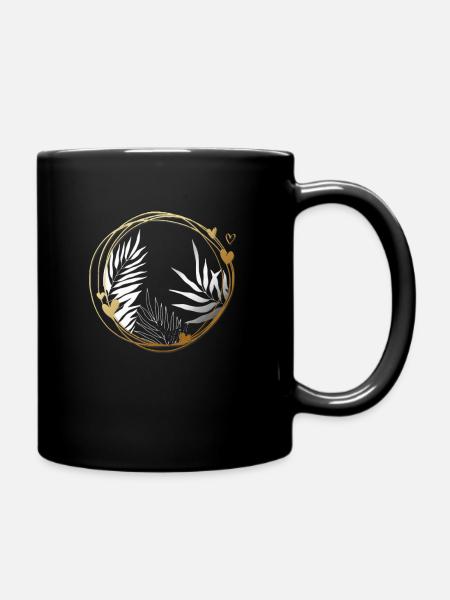 Blumen Floral Lineart - Tasse einfarbig - Schwarz