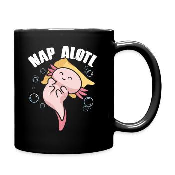 Axolotl Sleeping Nap Alotl Kawaii - Full Colour Mug - black - Right