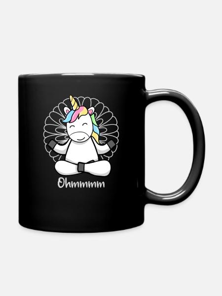 Meditation Unicorn - Yoga Unicorn - Full Colour Mug - black