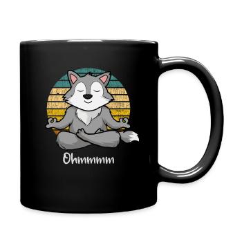 Meditation Wolf - Yoga Wolf - Full Colour Mug - black - Right