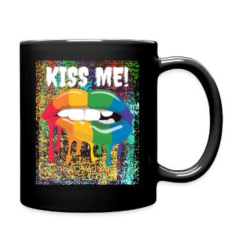 Bunter Kussmund - Tasse einfarbig - Schwarz - Rechts