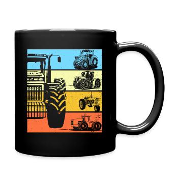 Traktor Retro Traktor Vintage Traktor Geschenk - Tasse einfarbig - Schwarz - Rechts