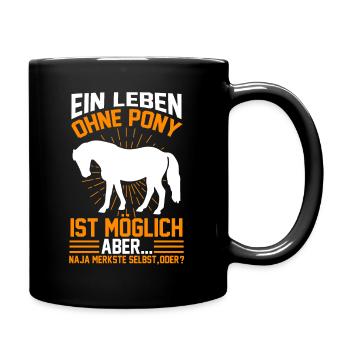Pony Stall Ponybesitzer Reiten - Tasse einfarbig - Schwarz - Rechts